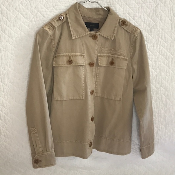 J Crew Tan Khaki Jacket pleated back. Size XXS. - Picture 3 of 5